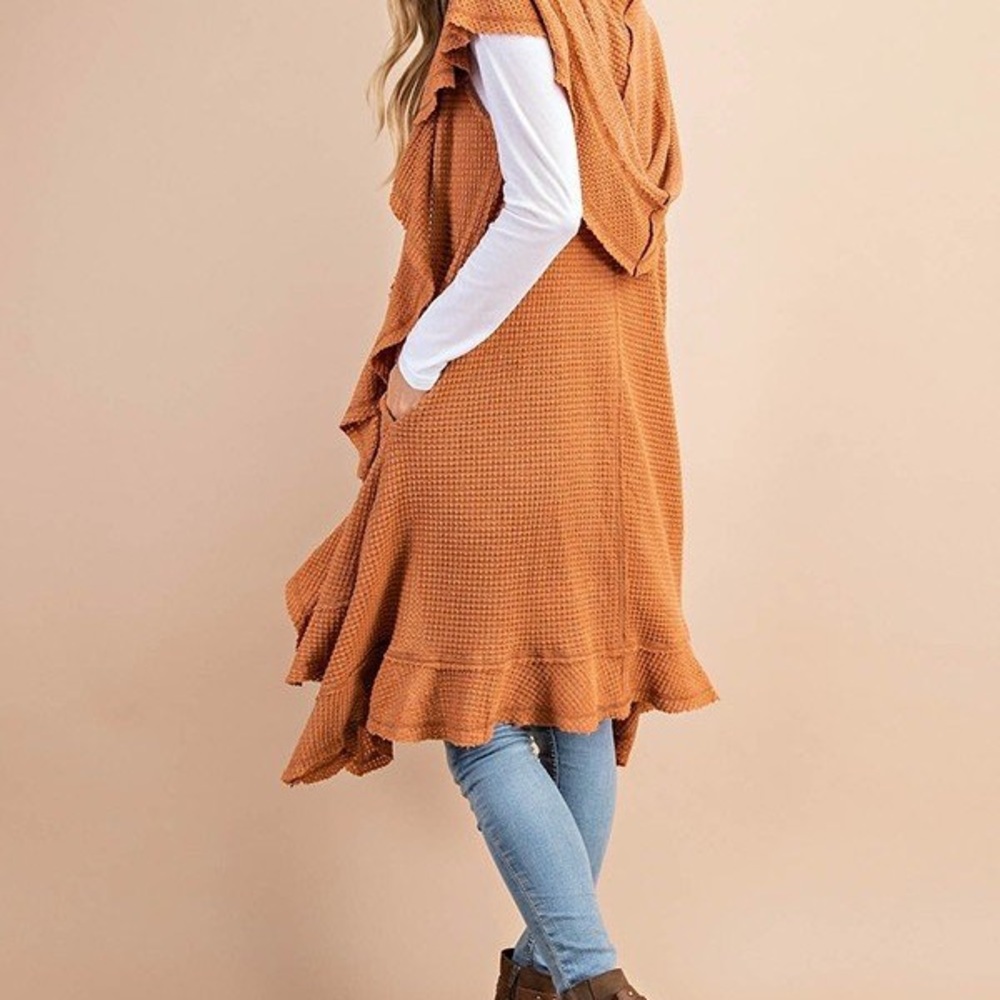 BOHO SWEATER OPEN JACKET WITH HOOD & POCKETS - Picture 6 of 8